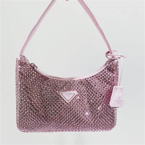 prada handbags pink|Prada pink rhinestone bag.